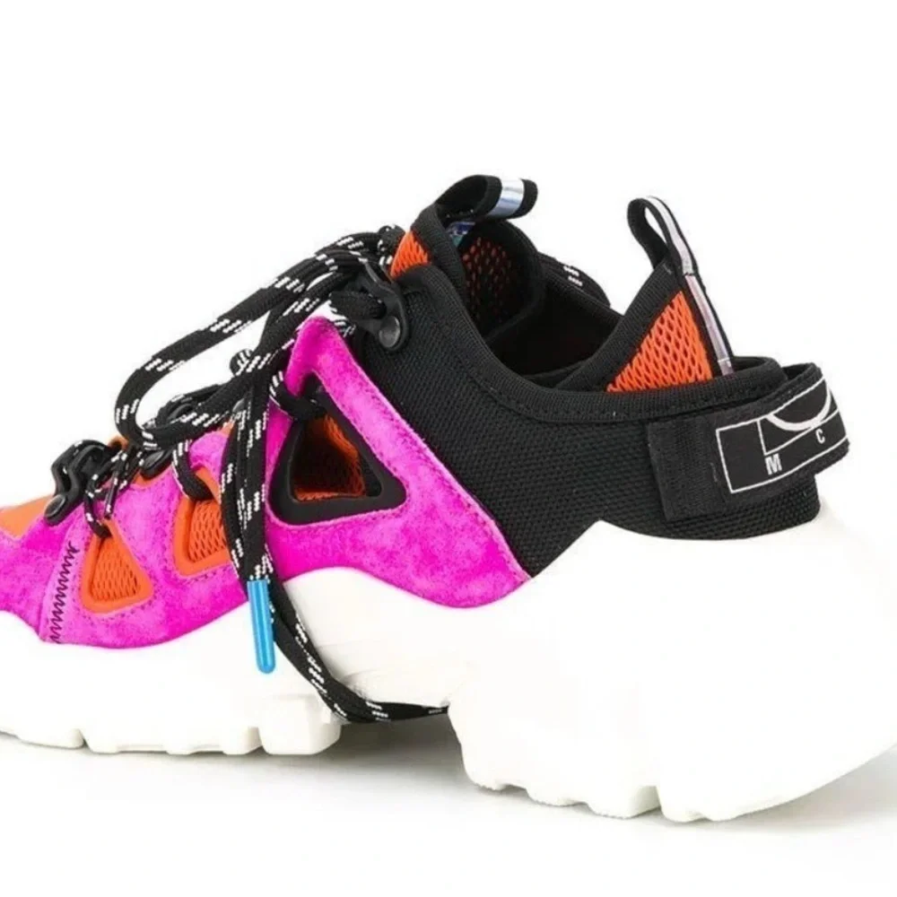 Alexander McQueen Orbyt Mid Sneakers 6.5 Fuchsia Orange summer luxe soft girl